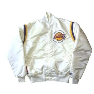VTG  STARTER LOS ANGELES LAKERS 1987-1988 NBA WORLD CHAMPS SATIN JACKET SZ Large